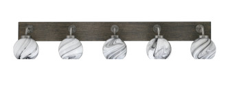 Toltec Lighting - 1775-GPDW-4109 - Five Light Bath Bar - Oxbridge - Graphite & Painted Distressed Wood-look Metal