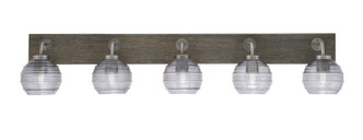 Toltec Lighting - 1775-GPDW-5112 - Five Light Bathroom Lighting - Oxbridge - Graphite & Painted Distressed Wood-look