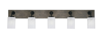 Toltec Lighting - 1775-MBDW-3001 - Five Light Bath Bar - Oxbridge - Matte Black & Painted Distressed Wood-look Metal