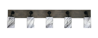 Toltec Lighting - 1775-MBDW-3009 - Five Light Bathroom Lighting - Oxbridge - Matte Black & Painted Distressed Wood-look