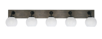 Toltec Lighting - 1775-MBDW-4101 - Five Light Bath Bar - Oxbridge - Matte Black & Painted Distressed Wood-look Metal