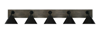 Toltec Lighting - 1775-MBDW-421-MB - Five Light Bath Bar - Oxbridge - Matte Black & Painted Distressed Wood-look Metal