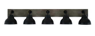 Toltec Lighting - 1775-MBDW-427-MB - Five Light Bath Bar - Oxbridge - Matte Black & Painted Distressed Wood-look Metal