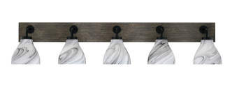 Toltec Lighting - 1775-MBDW-4769 - Five Light Bath Bar - Oxbridge - Matte Black & Painted Distressed Wood-look Metal