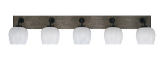 Toltec Lighting - 1775-MBDW-4811 - Five Light Bathroom Lighting - Oxbridge - Matte Black & Painted Distressed Wood-look
