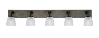 Toltec Lighting - 1775-MBDW-500 - Five Light Bath Bar - Oxbridge - Matte Black & Painted Distressed Wood-look Metal