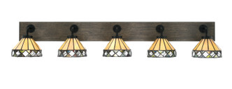 Toltec Lighting - 1775-MBDW-9405 - Five Light Bath Bar - Oxbridge - Matte Black & Painted Distressed Wood-look Metal