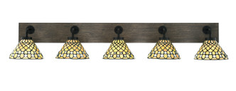 Toltec Lighting - 1775-MBDW-9415 - Five Light Bath Bar - Oxbridge - Matte Black & Painted Distressed Wood-look Metal