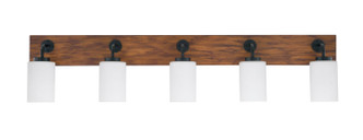 Toltec Lighting - 1775-MBWG-310 - Five Light Bath Bar - Oxbridge - Matte Black & Painted Wood-look Metal