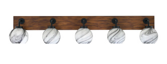 Toltec Lighting - 1775-MBWG-4109 - Five Light Bath Bar - Oxbridge - Matte Black & Painted Wood-look Metal