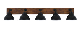 Toltec Lighting - 1775-MBWG-427-MB - Five Light Bath Bar - Oxbridge - Matte Black & Painted Wood-look Metal