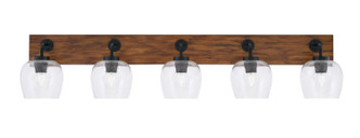 Toltec Lighting - 1775-MBWG-4810 - Five Light Bath Bar - Oxbridge - Matte Black & Painted Wood-look Metal