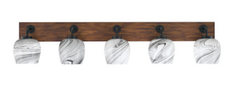 Toltec Lighting - 1775-MBWG-4819 - Five Light Bath Bar - Oxbridge - Matte Black & Painted Wood-look Metal