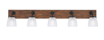 Toltec Lighting - 1775-MBWG-500 - Five Light Bath Bar - Oxbridge - Matte Black & Painted Wood-look Metal