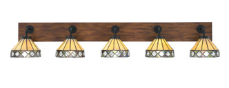Toltec Lighting - 1775-MBWG-9405 - Five Light Bathroom Lighting - Oxbridge - Matte Black & Painted Wood-look