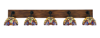 Toltec Lighting - 1775-MBWG-9445 - Five Light Bath Bar - Oxbridge - Matte Black & Painted Wood-look Metal