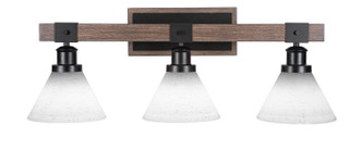 Toltec Lighting - 1843-MBDW-312 - Three Light Bath Bar - Tacoma - Matte Black & Painted Distressed Wood-look Metal