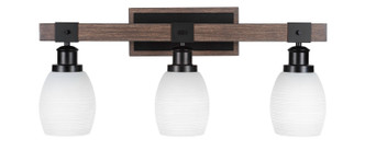 Toltec Lighting - 1843-MBDW-4021 - Three Light Bath Bar - Tacoma - Matte Black & Painted Distressed Wood-look Metal