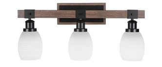 Toltec Lighting - 1843-MBDW-615 - Three Light Bath Bar - Tacoma - Matte Black & Painted Distressed Wood-look Metal