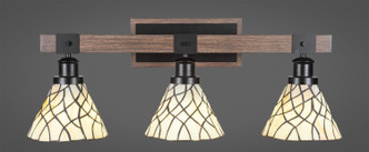 Toltec Lighting - 1843-MBDW-9115 - Three Light Bath Bar - Tacoma - Matte Black & Painted Distressed Wood-look Metal