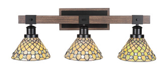 Toltec Lighting - 1843-MBDW-9415 - Three Light Bath Bar - Tacoma - Matte Black & Painted Distressed Wood-look Metal