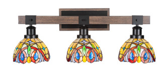 Toltec Lighting - 1843-MBDW-9445 - Three Light Bath Bar - Tacoma - Matte Black & Painted Distressed Wood-look Metal
