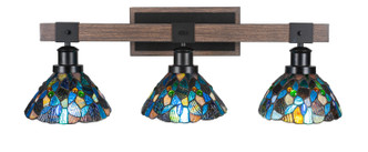 Toltec Lighting - 1843-MBDW-9955 - Three Light Bath Bar - Tacoma - Matte Black & Painted Distressed Wood-look Metal