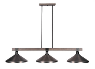 Toltec Lighting - 1863-MBDW-424-GP - Three Light Bar - Tacoma - Matte Black & Painted Distressed Wood-look Metal