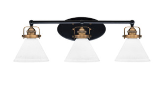 Toltec Lighting - 1933-MBBR-312 - Three Light Bath Bar - Easton - Matte Black & Brass
