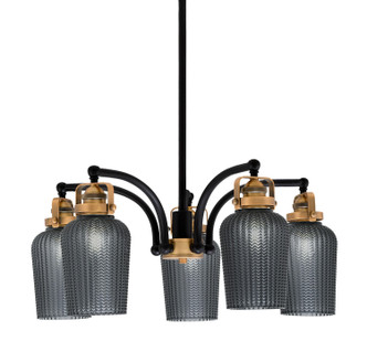 Toltec Lighting - 1945-MBBR-4252 - Five Light Chandelier - Easton - Matte Black & Brass