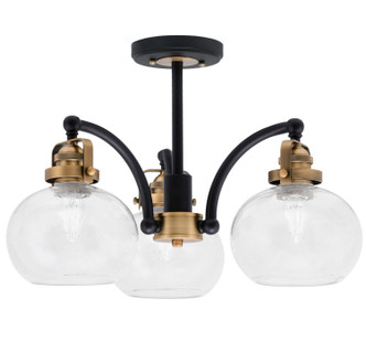 Toltec Lighting - 1947-MBBR-202 - Three Light Semi-Flush Mount - Easton - Matte Black & Brass