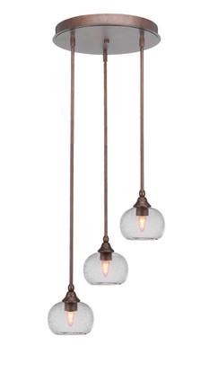 Toltec Lighting - 2143-BRZ-202 - Three Light Cluster Pendalier - Empire - Bronze