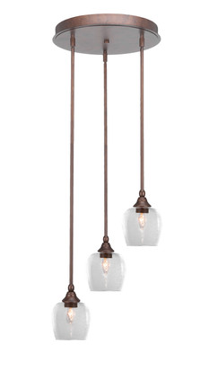 Toltec Lighting - 2143-BRZ-4810 - Three Light Cluster Pendalier - Empire - Bronze