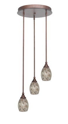 Toltec Lighting - 2143-BRZ-5054 - Three Light Cluster Pendalier - Empire - Bronze