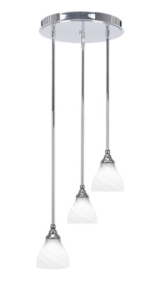 Toltec Lighting - 2143-CH-4761 - Three Light Cluster Pendalier - Empire - Chrome