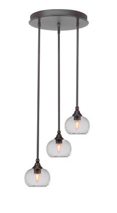 Toltec Lighting - 2143-DG-202 - Three Light Cluster Pendalier - Empire - Dark Granite