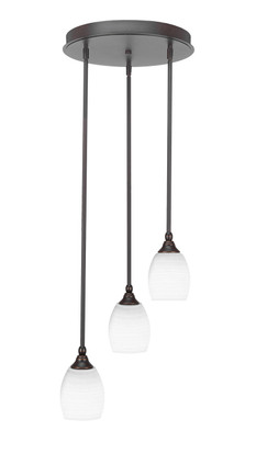 Toltec Lighting - 2143-DG-4021 - Three Light Cluster Pendalier - Empire - Dark Granite