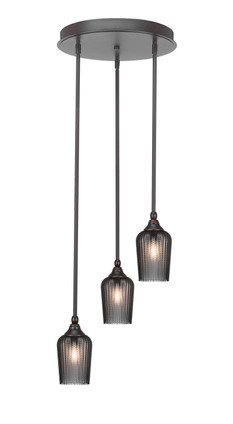 Toltec Lighting - 2143-DG-4252 - Three Light Cluster Pendalier - Empire - Dark Granite