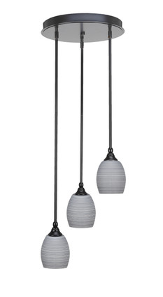 Toltec Lighting - 2143-MB-4022 - Three Light Cluster Pendalier - Empire - Matte Black