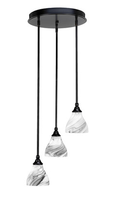 Toltec Lighting - 2143-MB-4769 - Three Light Cluster Pendalier - Empire - Matte Black