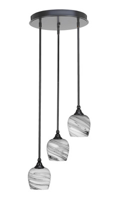 Toltec Lighting - 2143-MB-4819 - Three Light Cluster Pendalier - Empire - Matte Black