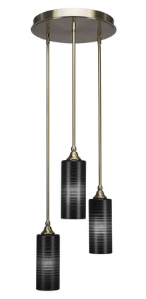 Toltec Lighting - 2143-NAB-4099 - Three Light Cluster Pendalier - Empire - New Age Brass