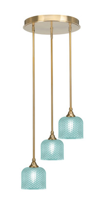 Toltec Lighting - 2143-NAB-4615 - Three Light Pendalier - Empire - New Age Brass