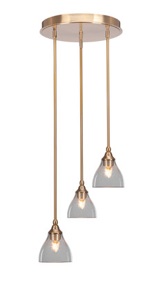 Toltec Lighting - 2143-NAB-4760 - Three Light Cluster Pendalier - Empire - New Age Brass