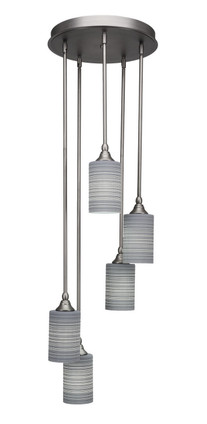 Toltec Lighting - 2145-BN-4062 - Five Light Cluster Pendalier - Empire - Brushed Nickel