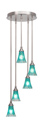 Toltec Lighting - 2145-BN-725 - Five Light Pendalier - Empire - Brushed Nickel