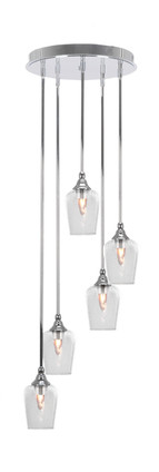 Toltec Lighting - 2145-CH-210 - Five Light Pendalier - Empire - Chrome