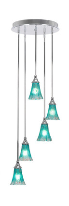 Toltec Lighting - 2145-CH-725 - Five Light Pendalier - Empire - Chrome