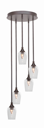 Toltec Lighting - 2145-DG-210 - Five Light Pendalier - Empire - Dark Granite