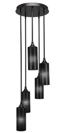 Toltec Lighting - 2145-DG-4099 - Five Light Cluster Pendalier - Empire - Dark Granite